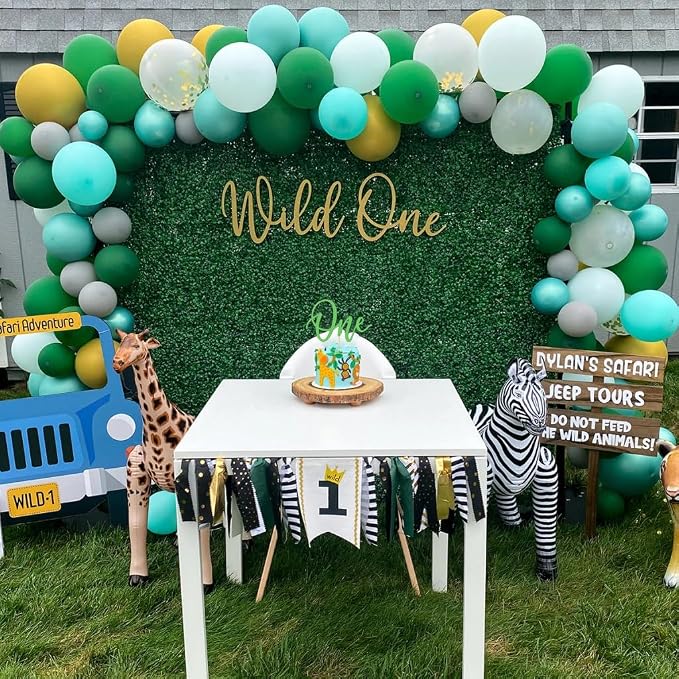 MYAMPED First Birthday Cake Topper - Glitter Green One Sign Cake Decorating Supplies for 1st Birthday, Baby Shower, Gender Reveal, Party or Photo Booth Props (Green)