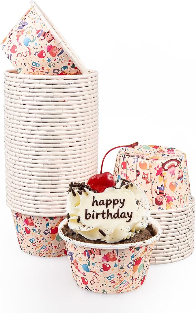Cupcake Liners 50 Pack, Miliocry 3.5oz Mini Cupcake Cups for Baking, Disposable Paper Baking Cups Cake Containers Muffin Liners Wrappers Holders for Wedding Birthday Party