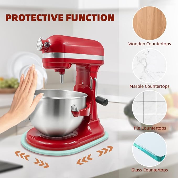 Mixer Slider Compatible with 5.5-8 QT Kitchen Aid Stand Mixers, Kitchen Countertop Storage Mover Sliding Caddy Mixer Slider Mat for Kitchen Aid Stand Mixer Accessories Attachment (Blue)