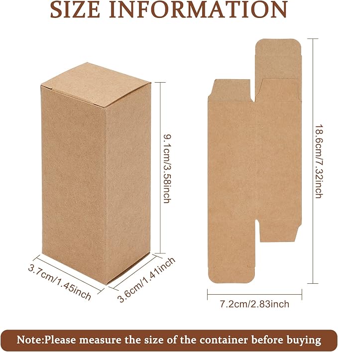 BENECREAT 45PCS Brown Kraft Paper Lipstick Box Essential Oil Wrapping Box for, Wedding, Birthday Party Favor, 9.1x3.7x3.6cm/3.58x1.45x1.41"