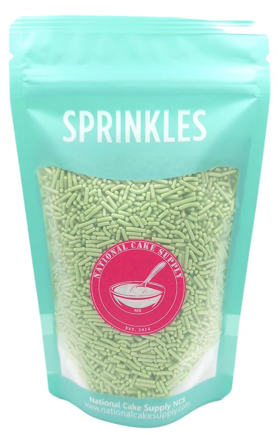 NCS Luminary Green Jimmies Edible Sprinkles – Cupcake, Cake & Cookie Decorations, 7 oz