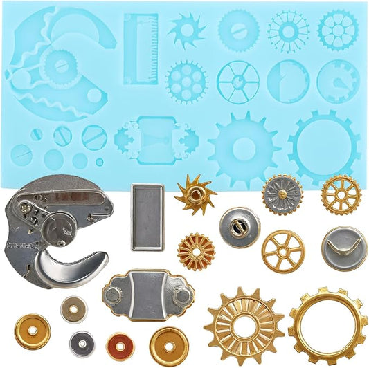 Steampunk Gear Fondant Silicone Mold for Cake Decorating Cupcake Topper Chocolate Candy Gum Paste Polymer Clay