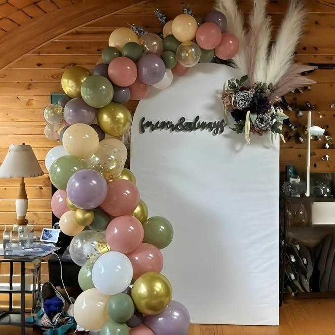 Dusty Green Purple Pink Balloon Arch Kit, Fairy Wildflower Balloon Garland Sage Green Blush Pink Lavender Purple Gold Balloons for Flower Floral Graduation Wonderland Baby Shower Birthday Party Decor