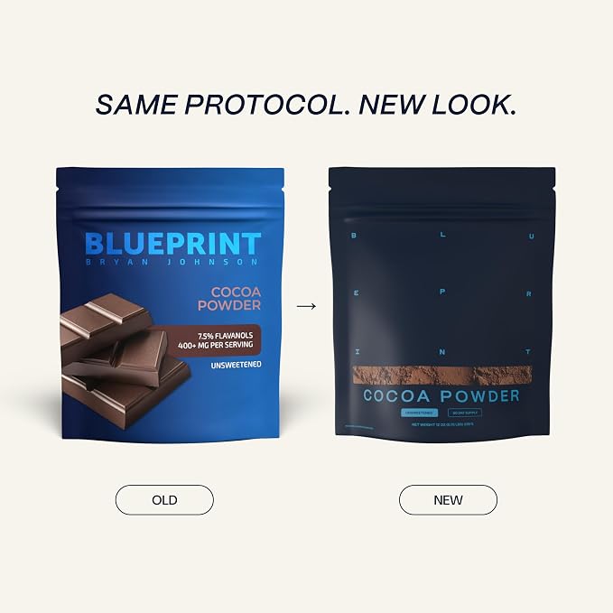 Blueprint Bryan Johnson Non Dairy Cocoa Powder – Elite Level Flavanols – 100% Pure Cocoa – Low Fat Unsweetened Cocoa – Undutched – Keto Friendly – Great for Baking, Cooking & Smoothies – 12oz Bag