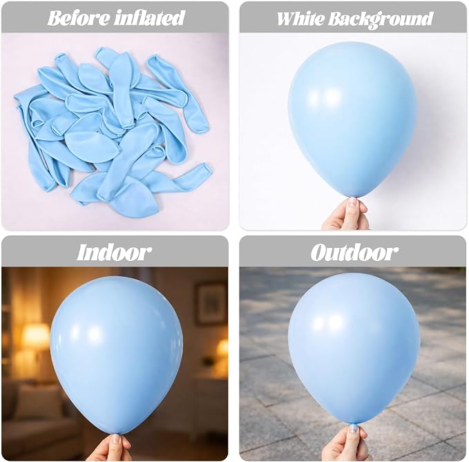 Voircoloria 130pcs Light Blue Balloons Different Sizes 18" 12" 10" 5" Baby Blue Balloons for Boys Girls Birthday Baby Shower Gender Reveal Wedding Children's Day Decorations