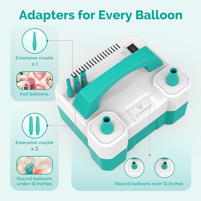 ETENWOLF Electric Balloon Pump for All Balloons 110V 600W Balloon Blower for Party Metalic Latex 260q Foil Balloons, Balloon Inflator for Birthday Decorations