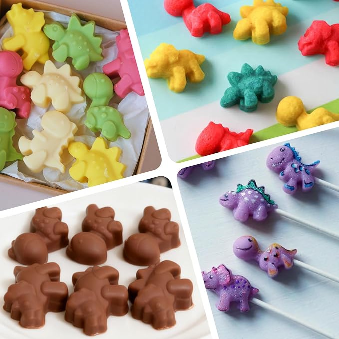 Chocolate Molds Silicone with Dinosaur Shaped, Mini Dinosaur Molds for Homemade Chocolate/Candy/Gummy/Fondant, Food Grade Candy Mold with 12 Cavities Dinosaurs for Fruit Snacks for Kids