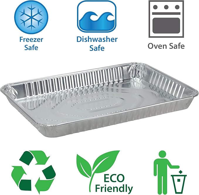 Aluminum Pans Half Size Cookie Sheet 100 Count Durable Nonstick Baking Sheets 17.75" x 12.75"