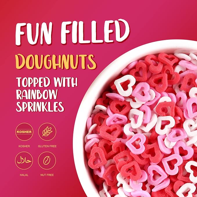 Valentines Sprinkles for cake decorating, 7 oz Heart Sprinkles, Red/Pink/White Love Confetti Sprinkles for Cupcake, Cookies, Ice Cream Topper, Edible Cake Decorationss, Baking Desserts