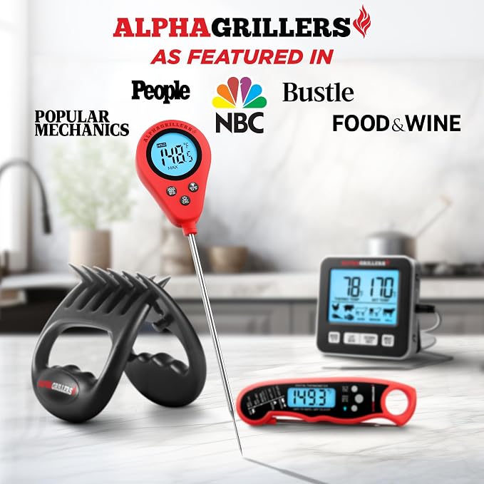Alpha Grillers Instant Read Meat Thermometer, Digital Food Thermometer for Cooking, Bread Thermometer for Sourdough Baking, Fast Probe Kitchen Thermometer