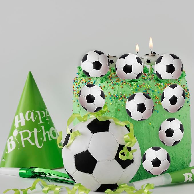 48PCS Edible Soccer Balls Cupcake Toppers Edible Soccer Football Cake Decorations for Sports Ball Game Theme Baby Shower Birthday Party Cake Decorations Supplies