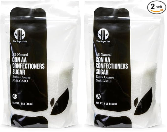 Sanding Sugar - Extra Coarse Sugar - 5 Pounds - Con AA - Sugar Crystals for Baking and Cupcake Decorations - Excellent for Decorating Candy - Perfect for Bakeries By The Sugar Lab (Pack of 2)