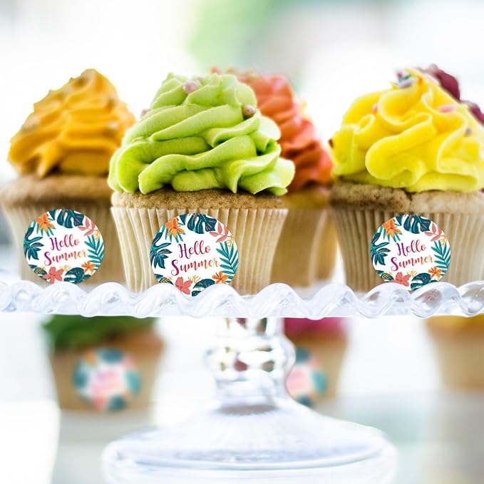 Louise Maelys 500 Pcs Flower Hello Summer Stickers Roll for Kids and Adult 1.5 Inch Adhesive Decoration Round Labels for Baking Card Gift Wrapping Envelope Craft Making
