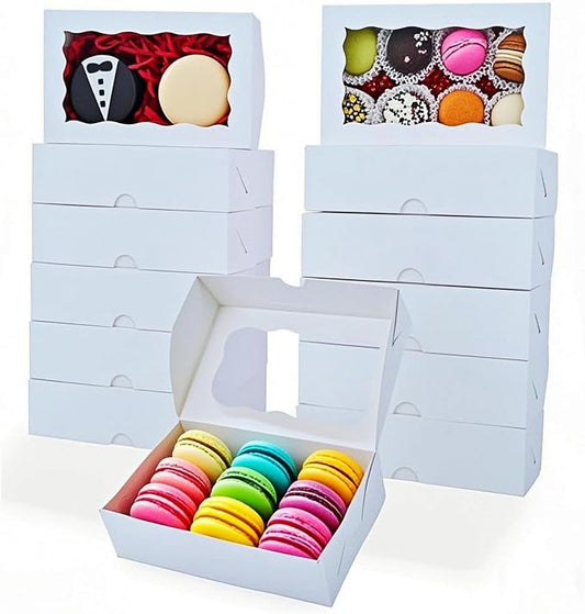 50PCS 7x4⅜x1½ Inch Cookie Boxes with Window Chocolate Truffle Boxes Brownie Boxes Bakery Pastry Gift Boxes Soap Boxes Dount Boxes Browine Cake Boxes Treat Boxes for Party Favors Christmas
