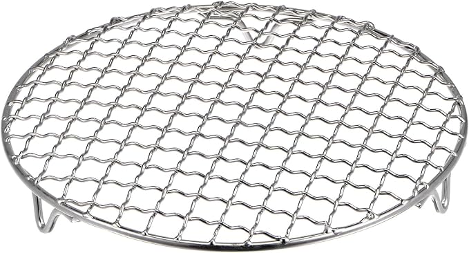 HARFINGTON Round Cooking Rack 8-inch 201 Stainless Steel Cross Wire Barbecue Grill Net with 20mm Legs for Cooking Baking Steaming BBQ