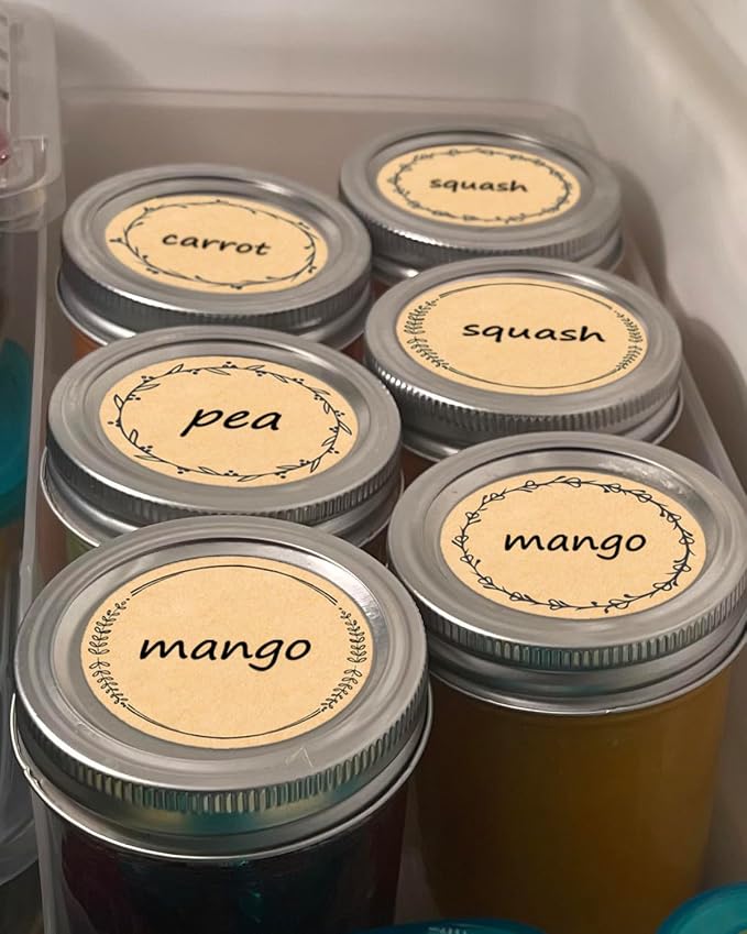 2" Canning Labels for Jars & Lids, 500 Labels per Roll, 4 Different Wreath Designs, Round Kraft Christmas Mason Jar Stickers, Food Labels Pantry Labels, Mason Jar Labels Spice Labels Bottle Labels