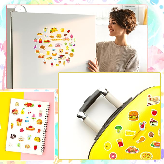 Cute Food Stickers 870 Count Cute Snack Hamburger Pizza Cake Donuts Stickers Party Favors Gifts for Scrapbook Gift Wrap Decor (Food)