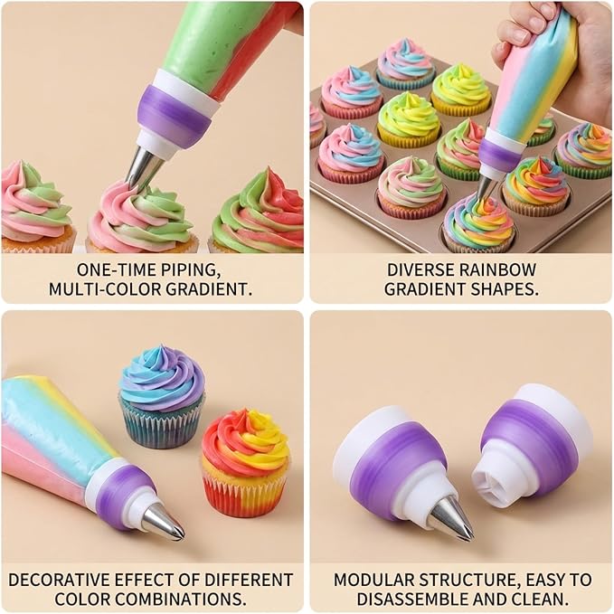 2 Pack Couplers for Piping Bags 3 Color Plastic Piping Couplers Adapter Swirl Twist For Icing Frosting Tips