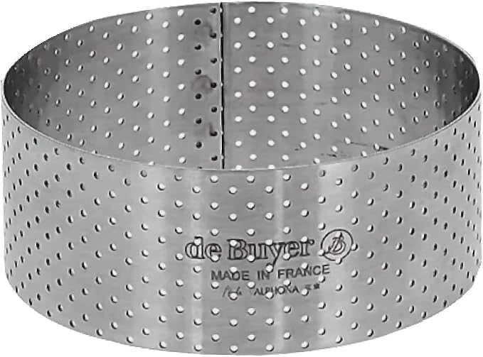 de Buyer Perforated Round Tart Ring - 2” Diameter, 1.4” Height - Perfect for Baking Beautifully Crisp Tarts - Easy to Use & Clean - Made in France
