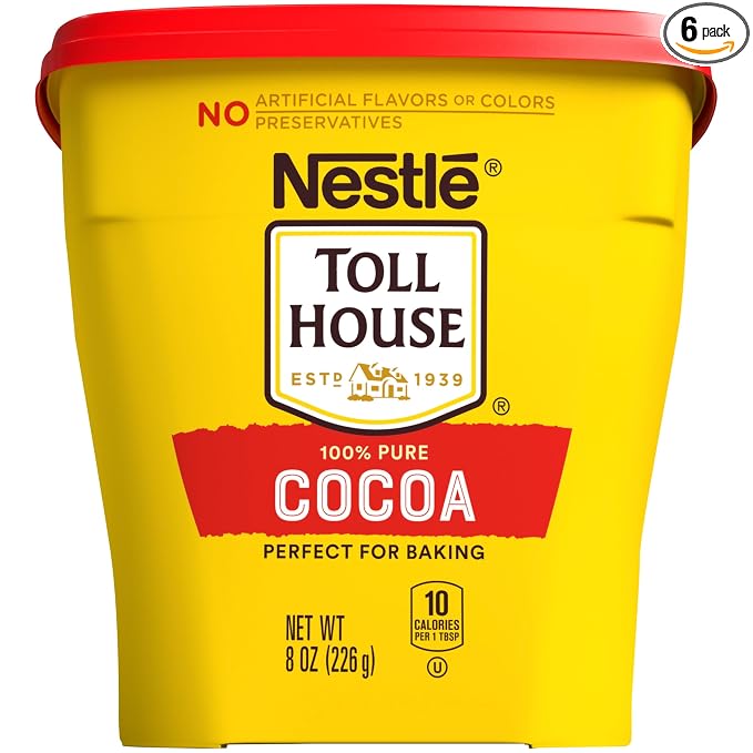Nestle Toll House 100% Pure Cocoa Perfect for Baking,No Preservatives,Artificial Flavors or Colors,Baking Cocoa (8oz),(Pack of 6)