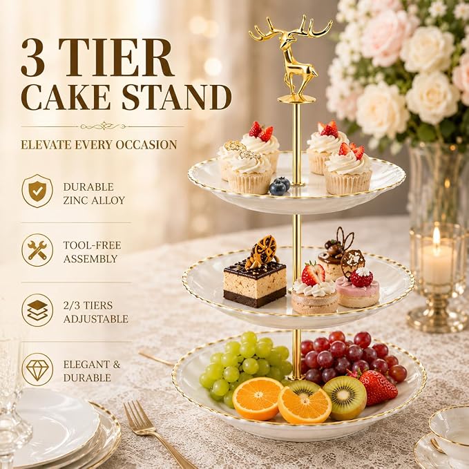 3 Tier Cake Stand Hardware Tiered Tray Plate Hardware Kit Heavy Metal Holder Fruit Plate Stand Food Plate Stand