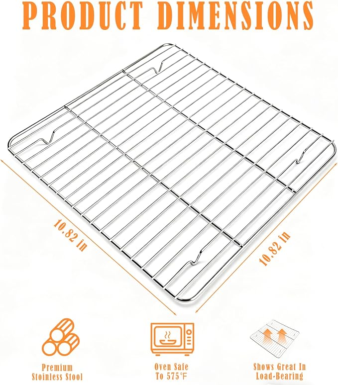 Stainless Steel Cooling & Baking Racks – Cookie Oven Rack & Bakers Rack for Kitchen, Home Baking, Cooking, Parties, Cookie,Dishwasher Safe, Compatible with Ninja MO201