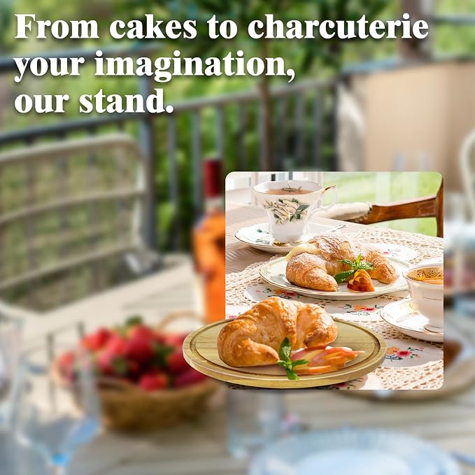 Cutesun Wood Cake Stand with Lid, 12in Acacia Wood Cake Plate with Cover, Wooden Cake Display Stand with Acrylic Dome (Not Glass), Cake Holder Tray for Wedding Gift，Kitchen,Birthday,Parties,Baking Gifts