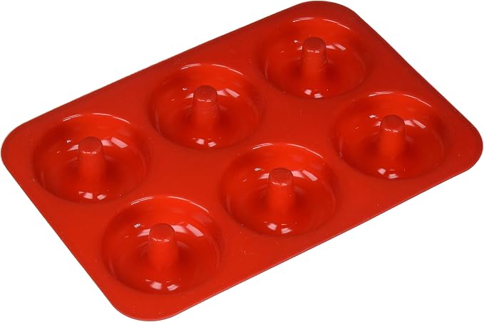 Mrs. Anderson's Baking Silicone Donut Pan, 6 Cup, European-Grade Silicone Bakeware, For Donuts And Dessert Rings