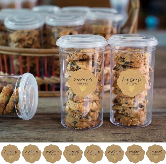 300 Made with Love Stickers1.75 with Gold Foil - for Small Business Owners, Handmade Goods, Bakery, Cookies, Cake Boxes, Bread, Chocolate Boxes, and Other Home Goods
