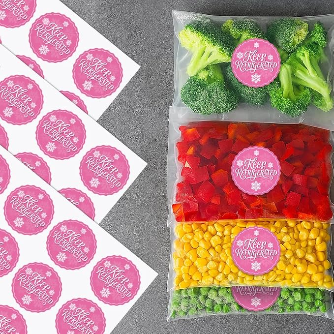 320 Pcs Keep Refrigerated Stickers, Pink Refrigerated Stickers Round Waterproof Labels Food Packaging Warning Labels for Box Container Carton Farm Supplies, 2 Inch