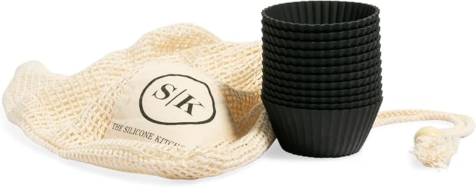 The Silicone Kitchen Reusable Silicone Baking Cup, Non-Toxic, BPA Free, Dishwasher Safe, Regular, Pack of 24, Matte Black