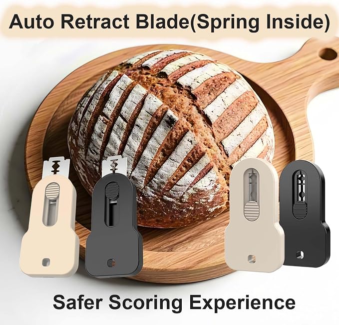 Bread Lame Scoring Tool Retractable Magnetic 2 Pack Sourdough Scorer with 10 Stainless Steel Blades / Razor for Professional Bakery Artisan Breads Making Sour Dough Cutter Knife Baking Accessories