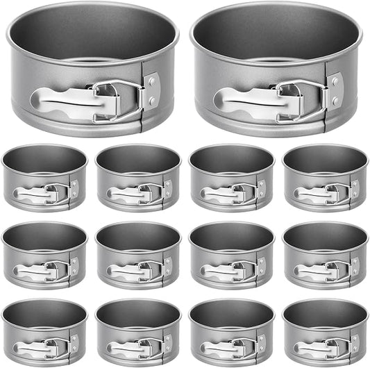 Sunnyray 12 Pcs 4 Inch Springform Pan for Baking Mini Cheesecake Pans with Removable Bottom Nonstick Leakproof Round Cake Mold Spring Form Molds for Mini Cheesecake Pizza and Quiches (Grey)