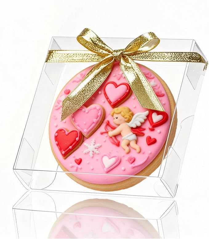 TEMLQPACK 100 Pack 4x4x1.2inch Clear Single Cookies Boxes Small Bakery Boxe Macaron Boxes Brownie BoxesPastry Boxe for Easter Mother's Father's Christmas Birthday Day