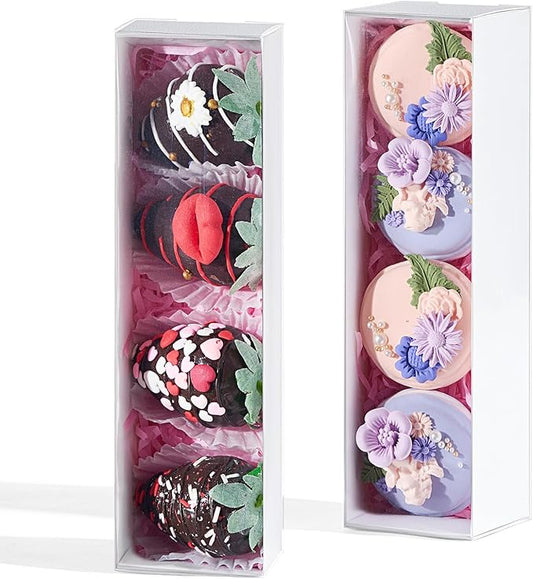 12Pcs 8x2.2x2 Inches Mcaron,Truffle,Chocolate Boxes Empty Bakery Boxes for Chocolate Covered Strawberry,Bonbon, Sweets Boxes & Party Favors