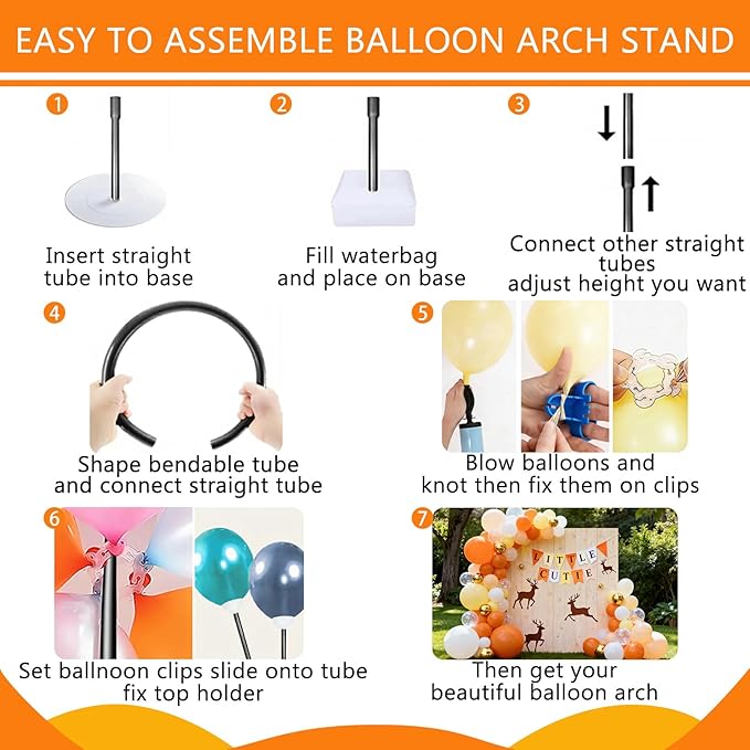 Balloon Arch Kit - Adjustable 8.2FT & 6FT Balloon Arch Stand with Base, Reusable Half Arch Balloon Stand Floor Frame for Birthday Wedding Baby Shower Holiday Graduation Events Decorations (Black)