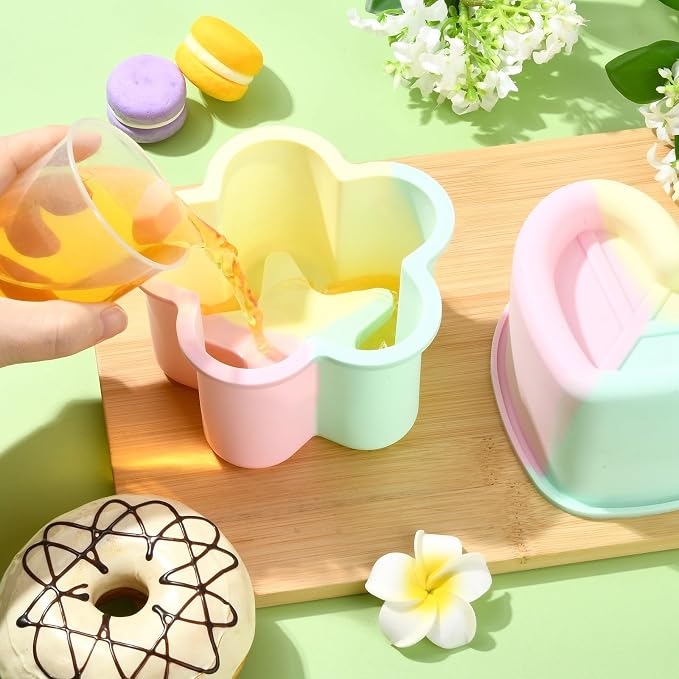 Ipotkitt Heart and Star Shape Cake Baking Silicone Molds Dessert Food Baking Tool Molds for Cake Chocolate Jelly Ice Candy Crafts, 2pcs, 2 Styles