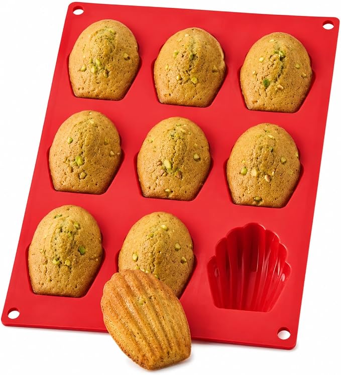Mrs. Anderson's Baking Silicone Madeleine Cookie Pan, 9 Cup, European-Grade Silicone Bakeware, For Madeleine Cookies And Shell-Shaped Pastries