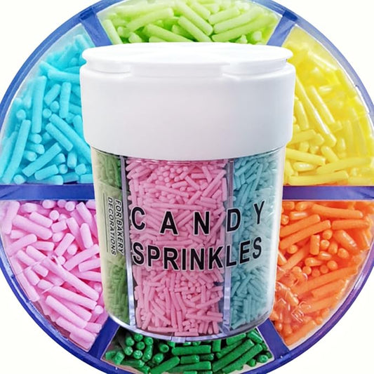 HeDeon&Rles Blue Green Yellow Pink Orange Easter Jimmies Sugar Sprinkle Edible for Baking Decoration Cake Cupcake Icing Cookie Pancake Toppers Easter Halloween Christmas Valentines Day Supplies
