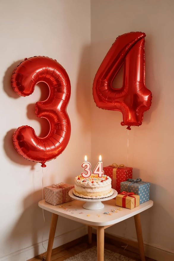 Laser Red 2 Balloon, Number Balloons 40 Inch, 2nd Balloon Number Birthday Decorations, Second Two Birthday Party Supplies, Number 2 Balloon