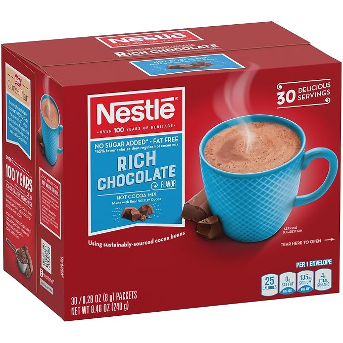 Nestle Cocoa Mix No Sugar Added 30 Count .28 Oz Packets