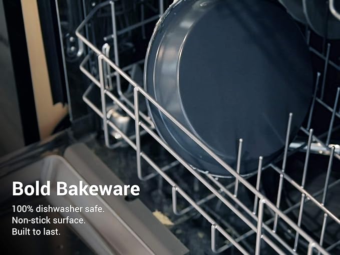Elbee Home 8-Piece Nonstick Aluminized Steel, Space Saving Baking Set, With Deep Roasting Pan, Cookie Sheet, Cake Pans, Muffin Pans and Baking Pan PFOA & PFOS Free, Holiday Gift for Her