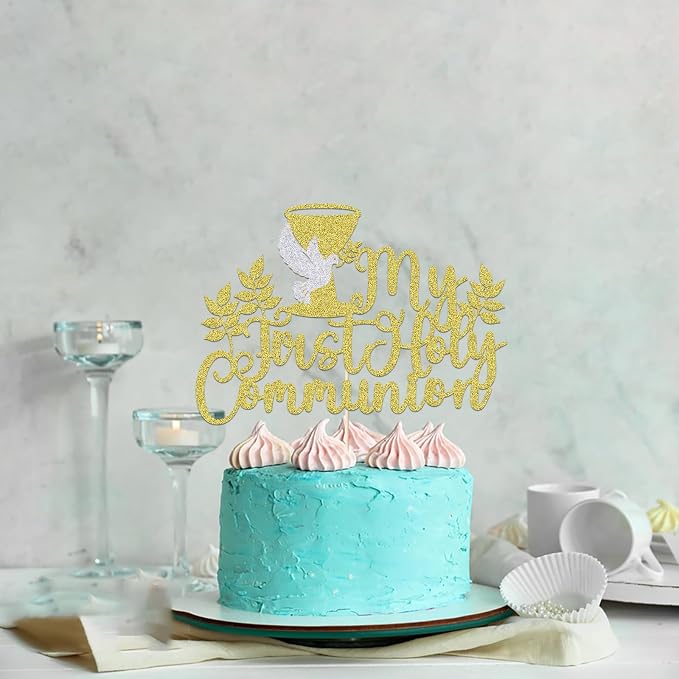 My First Holy Communion Cake Topper-Suitable for Ramadan, Baptism, Religious Baptism,Baby Shower 1st Birthday, God Bless, Communion Party, Wedding Party Decorations supplies