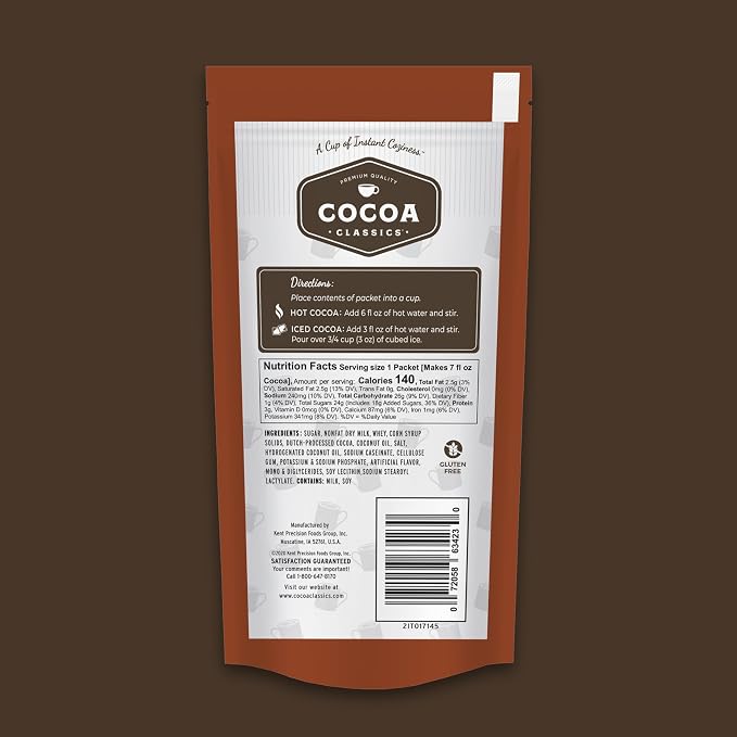 Cocoa Classics Chocolate Supreme Cocoa Mix, Hot or Iced, 1.25oz, 36 Pack | Chocolate Supreme cocoa mix with rich, bold chocolate flavor; just add water for creamy hot or iced cocoa with smooth taste