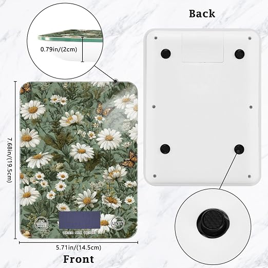 Food Scale Kitchen Scale Food Weight Scales Digital Weight Grams and Ounces Small Electronic Food Scale for Baking Cooking Summer Daisy Butterfly Green