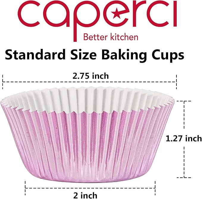 Caperci Orchid Purple Foil Cupcake Liners Standard Muffin Wrappers Greaseproof Baking Cups, 150-Pack