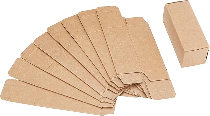BENECREAT 45PCS Brown Kraft Paper Lipstick Box Essential Oil Wrapping Box for, Wedding, Birthday Party Favor, 9.1x3.7x3.6cm/3.58x1.45x1.41"