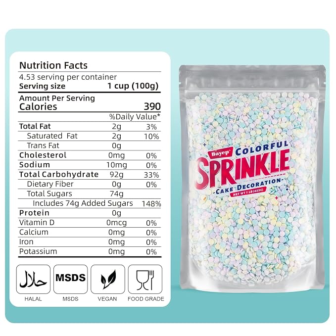 Pastel Sprinkles Bulk Edible Macaron Color Confetti Sprinkles 16 Ounces Edible Birthday Confetti Toppings for Baby Shower Cupcakes, Cake, Cookies Decorations