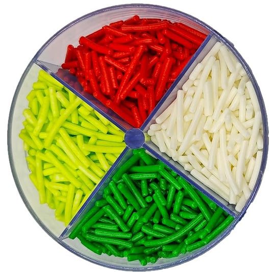 Edible Christmas Jimmies Sugar Sprinkles for Cake Decorating, Baking, Ice Cream, Cookies, Cupcake Topper Autumn Decorations,5oz (Red&White&Green&Light Green)