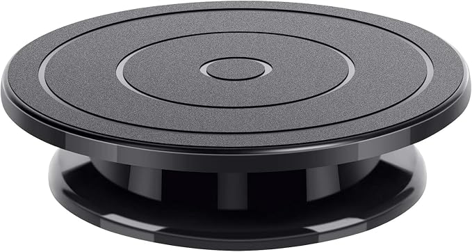 11 Inch Rotate Turntable Sculpting Wheel Revolving Cake Turntable Black Painting Turn Table Lightweight Stand for Paint Spraying Spinner, Cake Decorating, Displaying Item (Black)